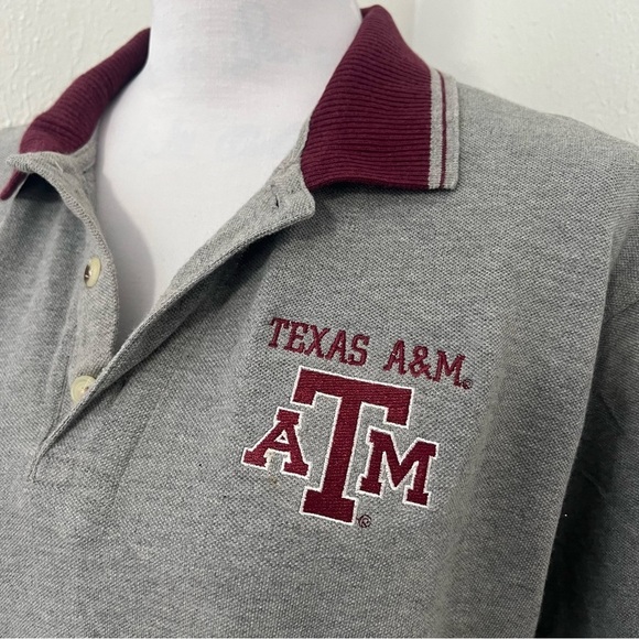 Red Oak Sportswear Men’s Texas A&M Polo Collar Shirt Gray & Maroon Large Cotton - Picture 2 of 7